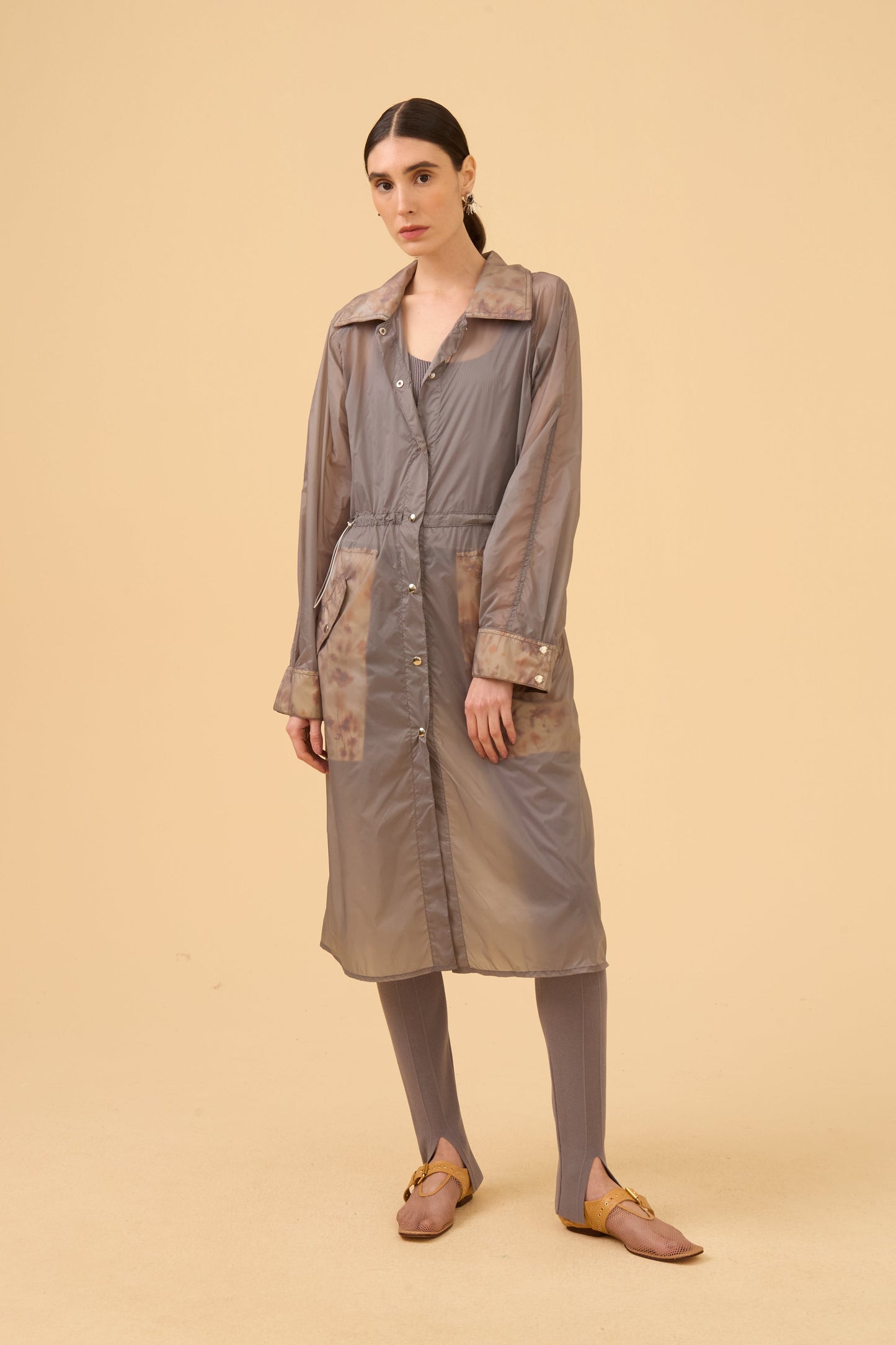 Parka Detalhe Estampado Em Tecido Light Gray
