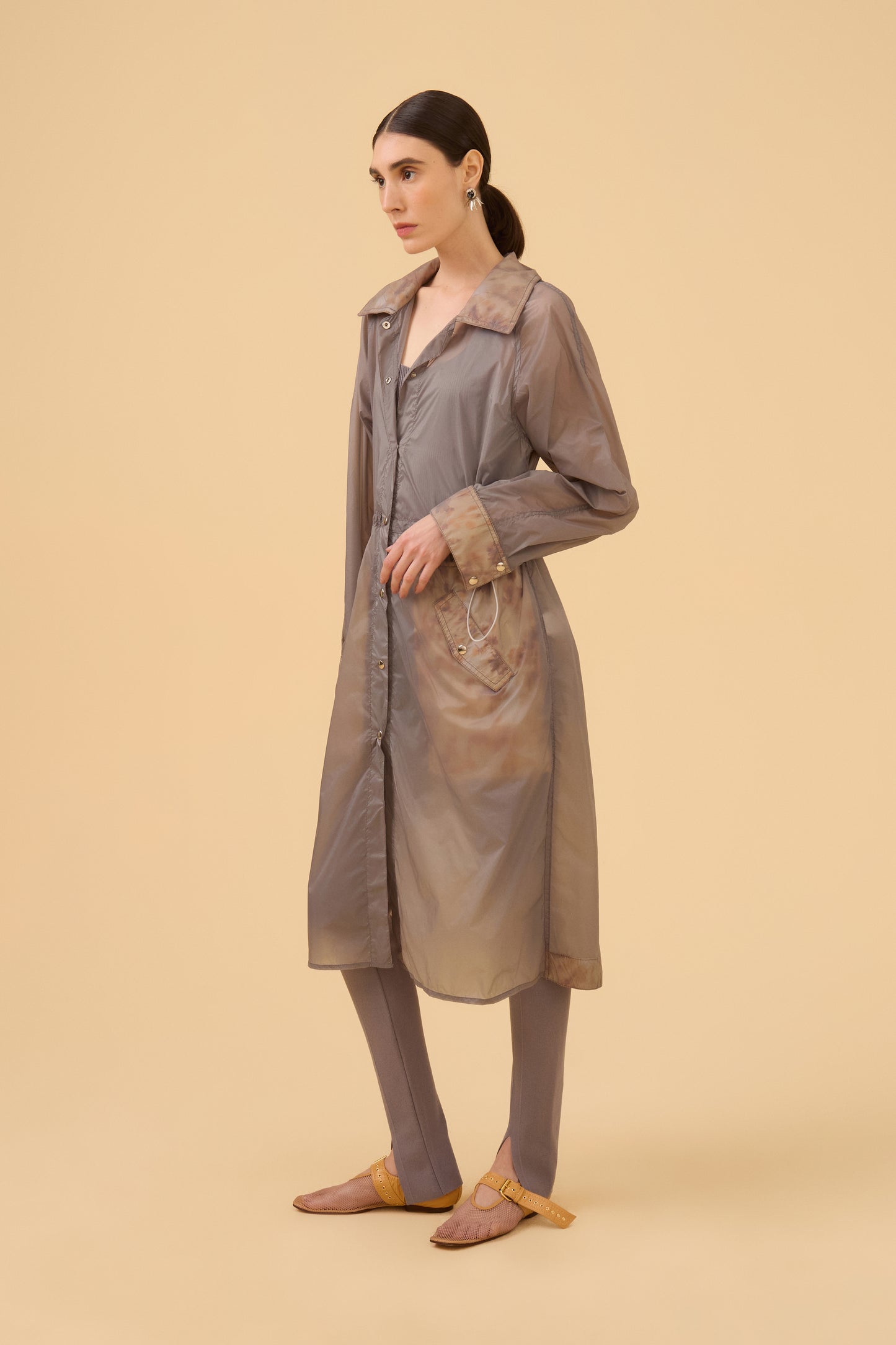 Parka Detalhe Estampado Em Tecido Light Gray