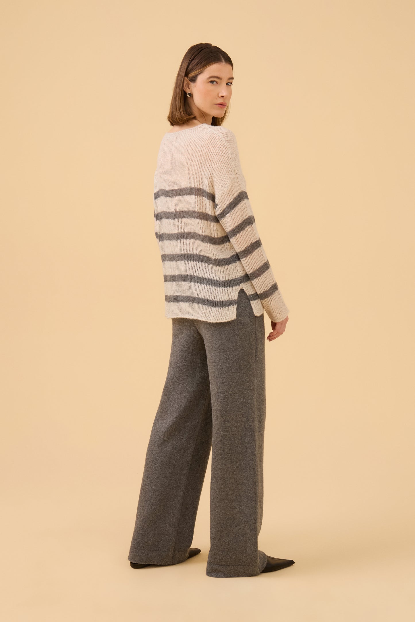 Calça Cós Canelado Em Tricot Dark Gray