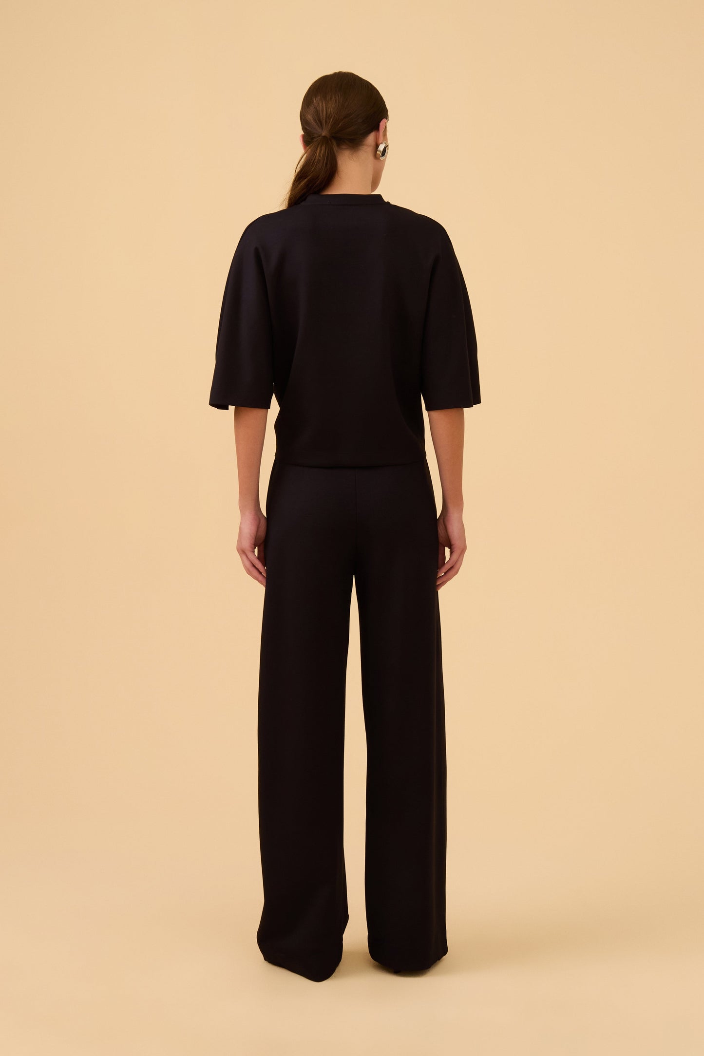 Blusa Manga Curta Detalhe Tricot Em Malha Preto