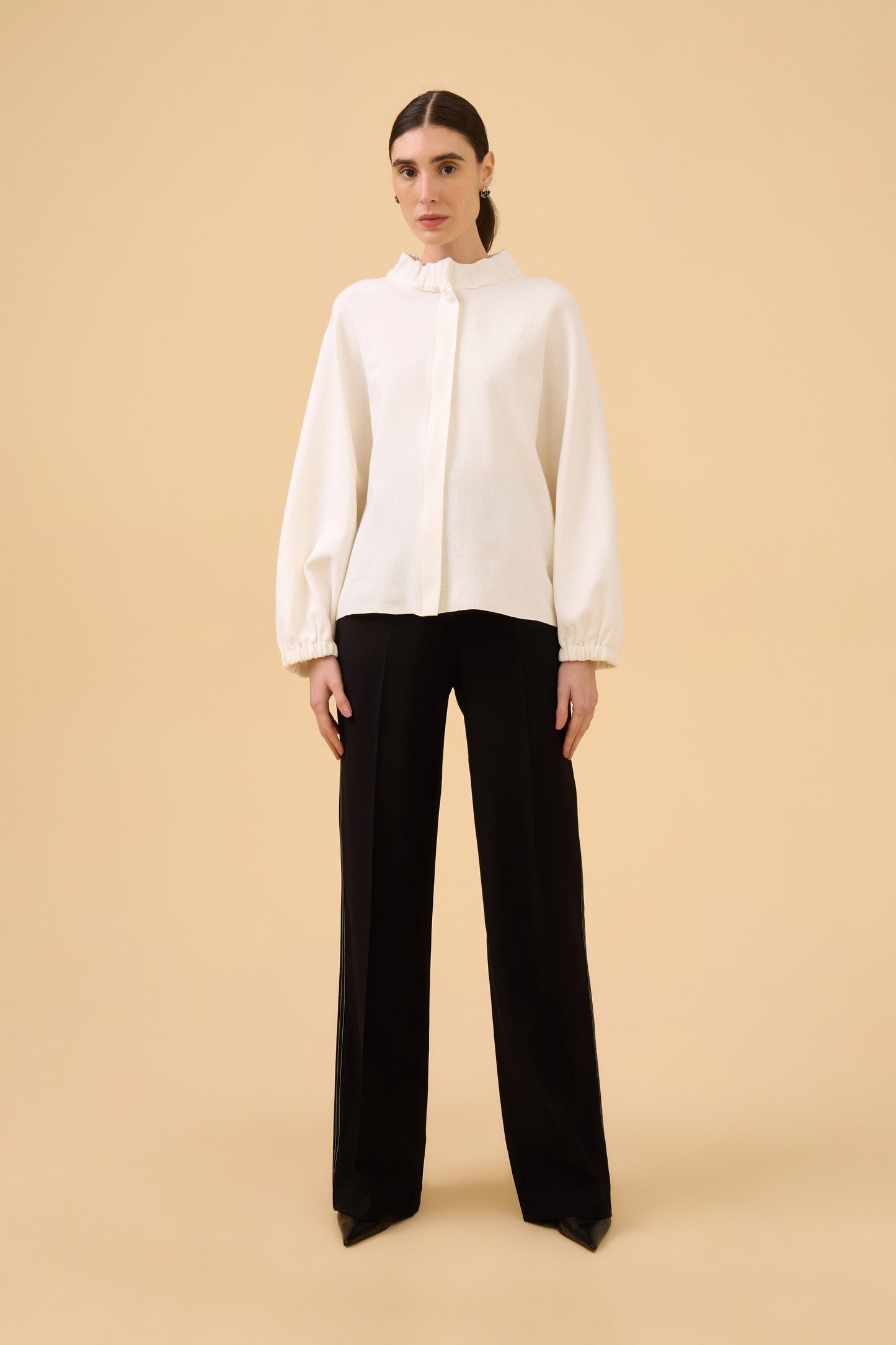 Casaco Manga Morcego Em Tricot Off White