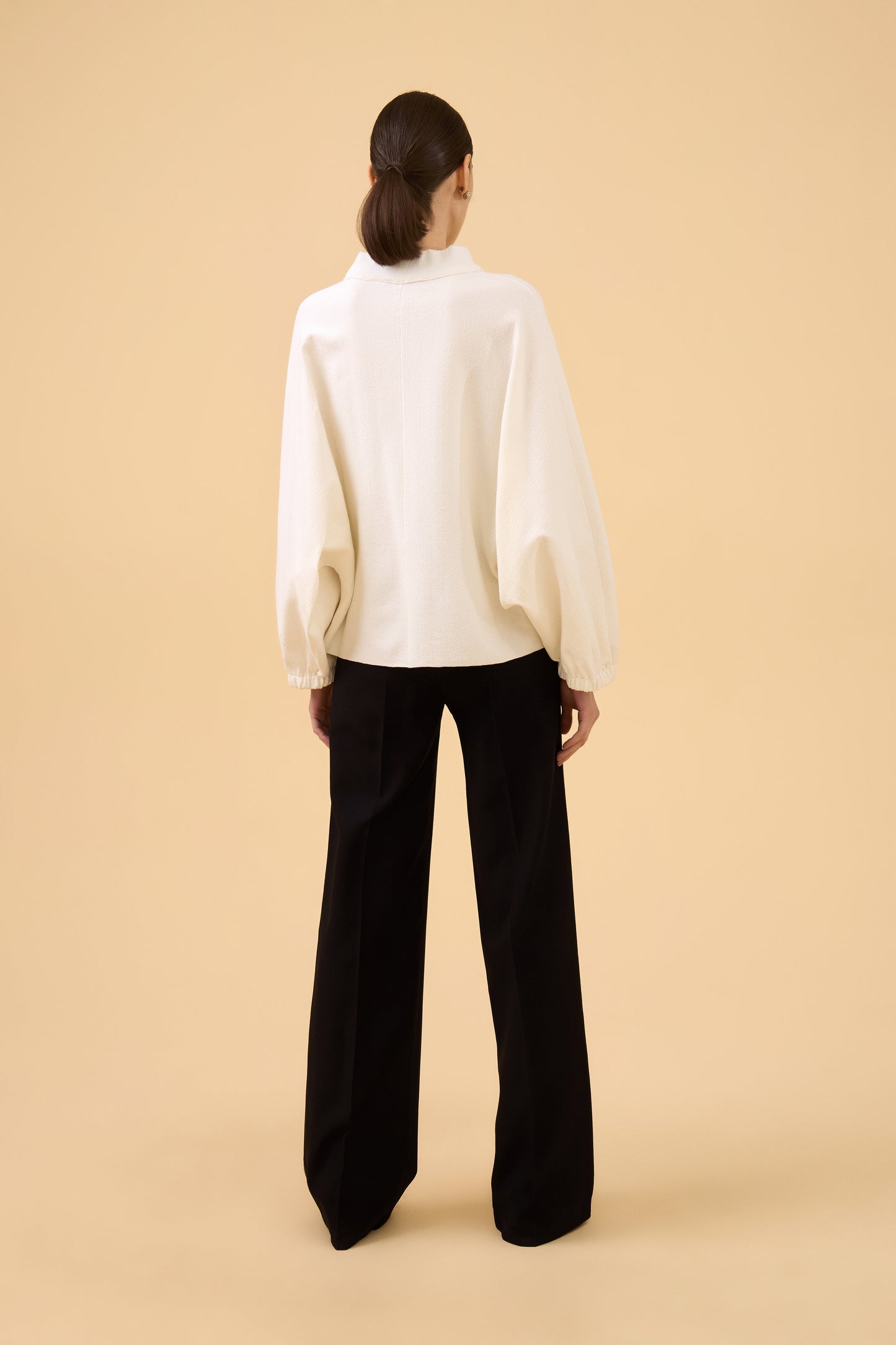 Casaco Manga Morcego Em Tricot Off White
