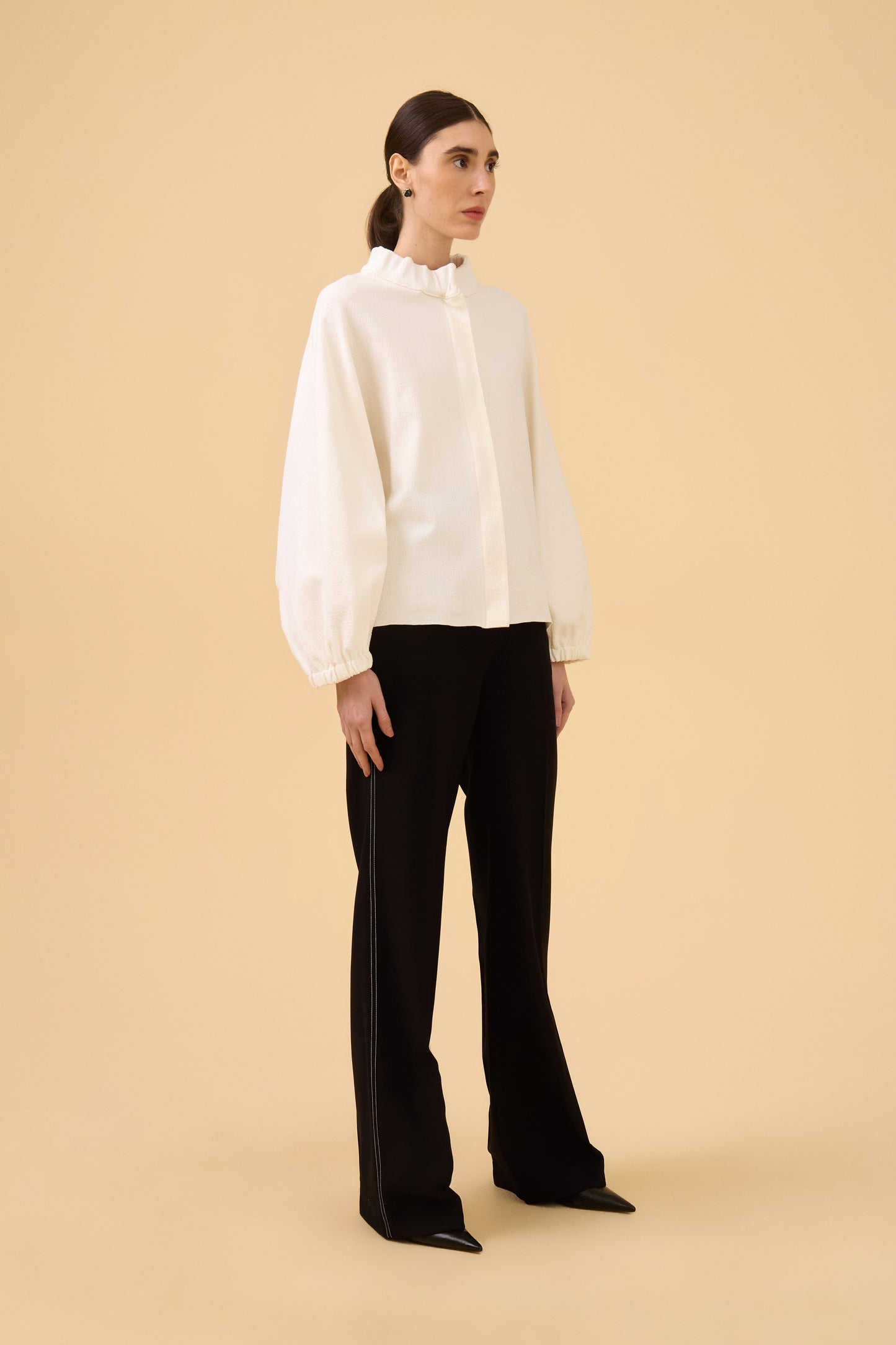 Casaco Manga Morcego Em Tricot Off White