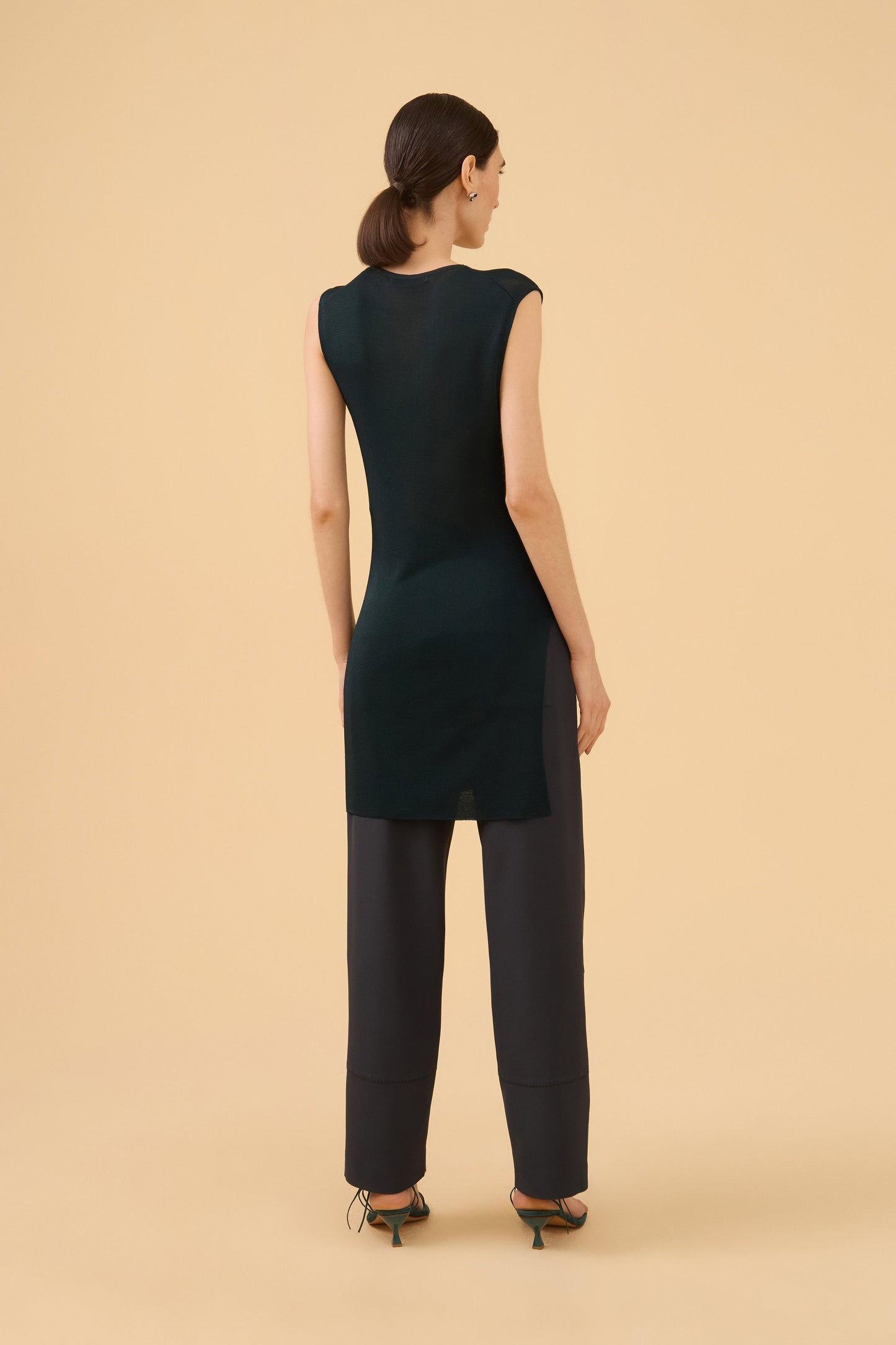 Blusa Alongada Em Tricot Dark Brown