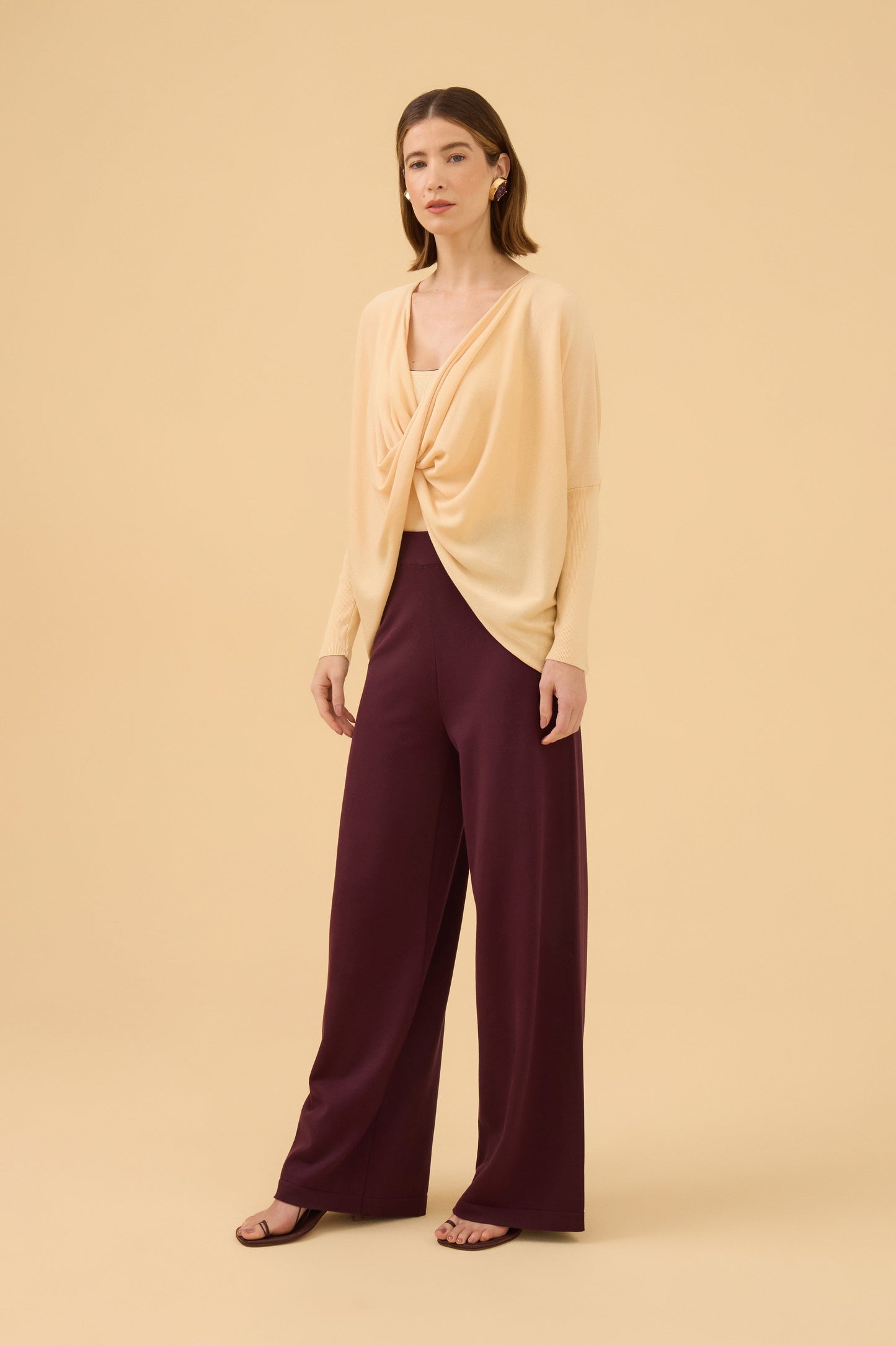Calça Ampla Em Tricot