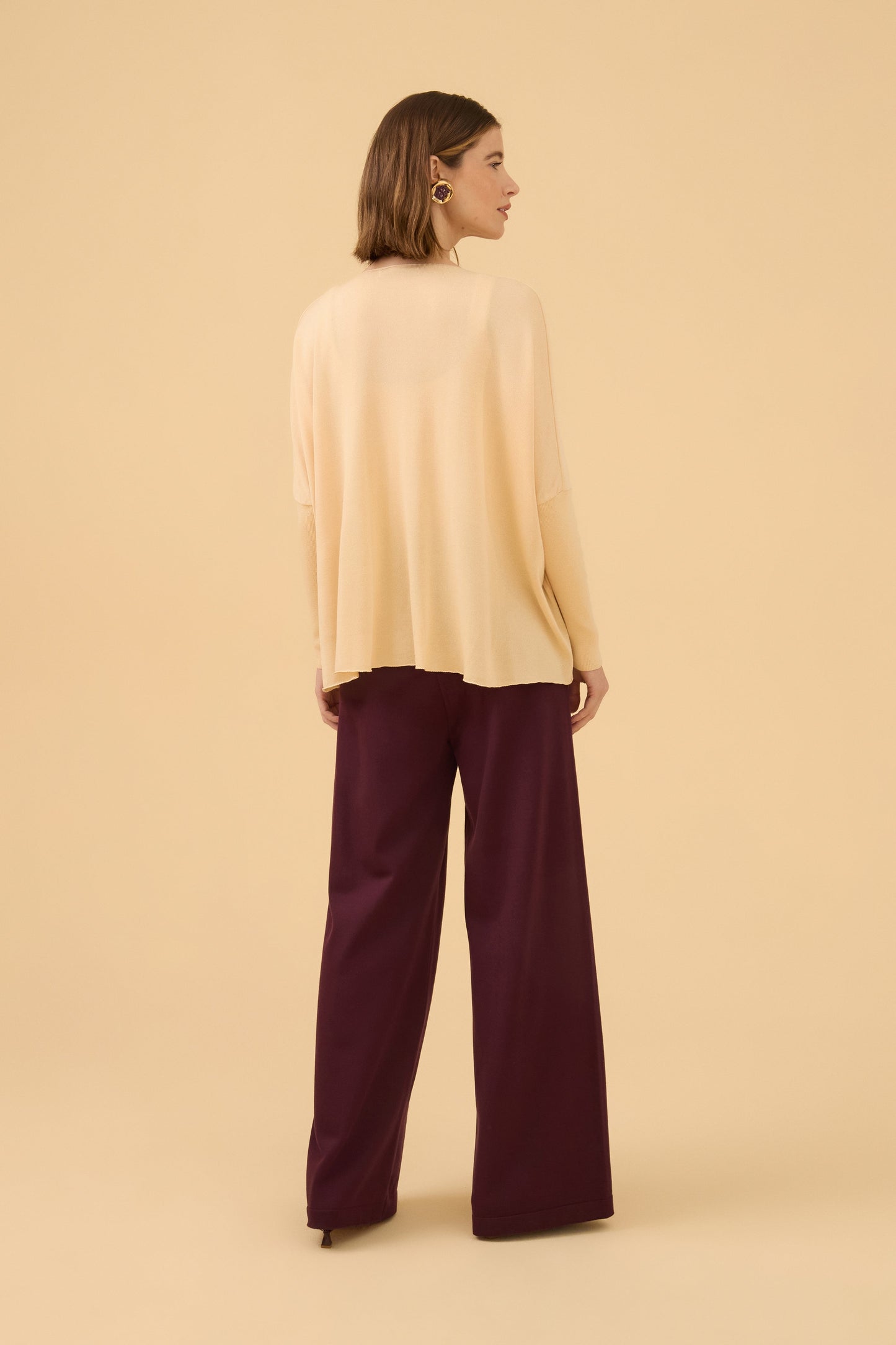 Calça Ampla Em Tricot