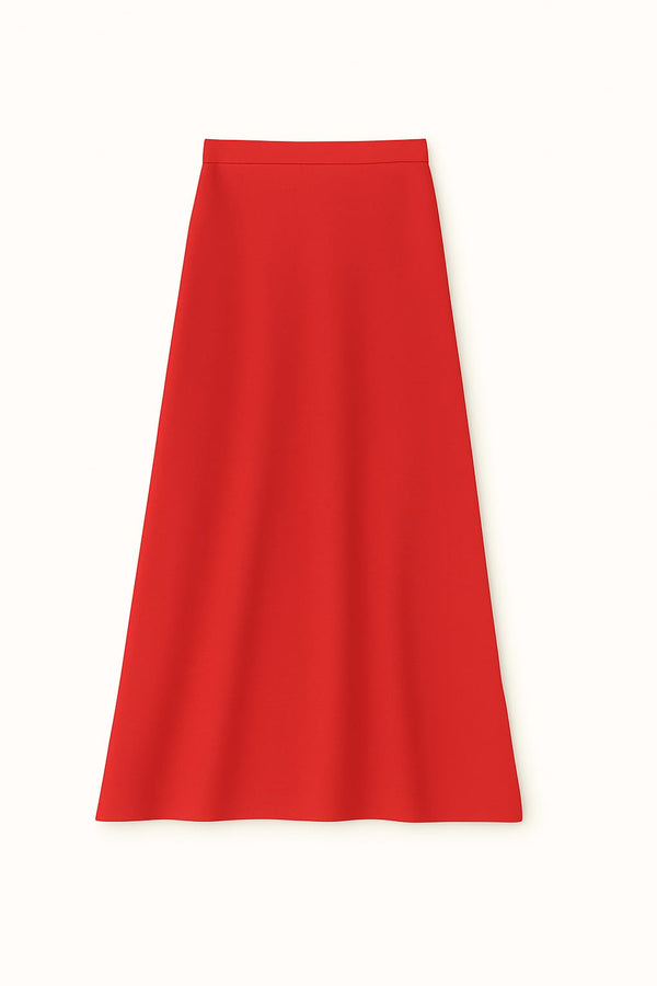 Saia Midi Em Tricot Com Fendas Tomate