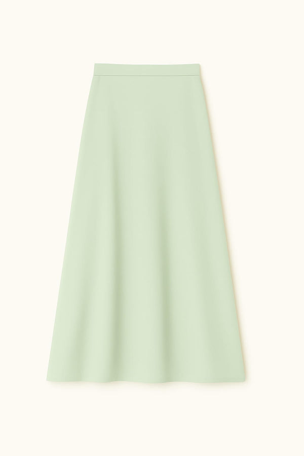 Saia Midi Em Tricot Com Fendas Verde Claro