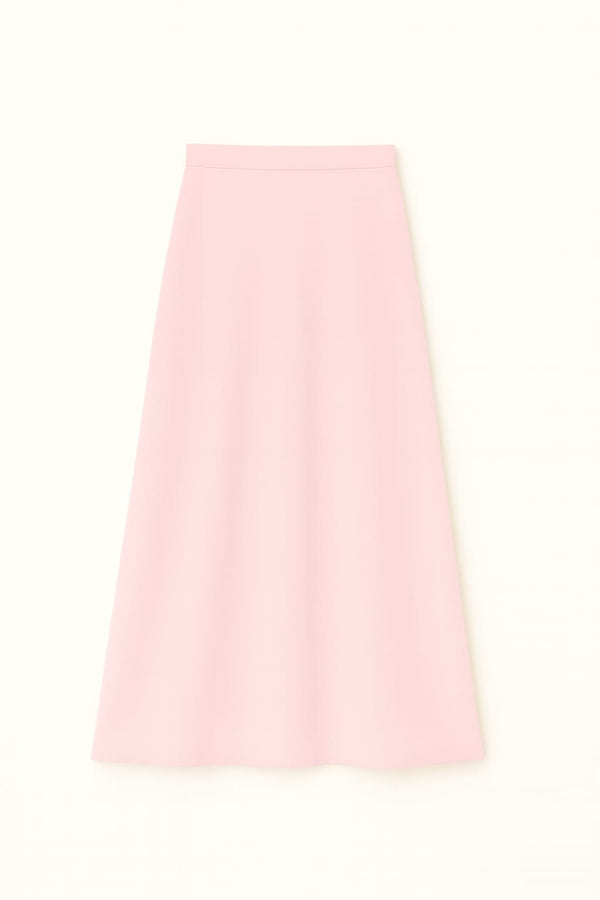 Saia Midi Em Tricot Com Fendas Quartzo Rosa