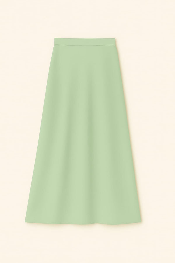 Saia Midi Em Tricot Com Fendas Pistache