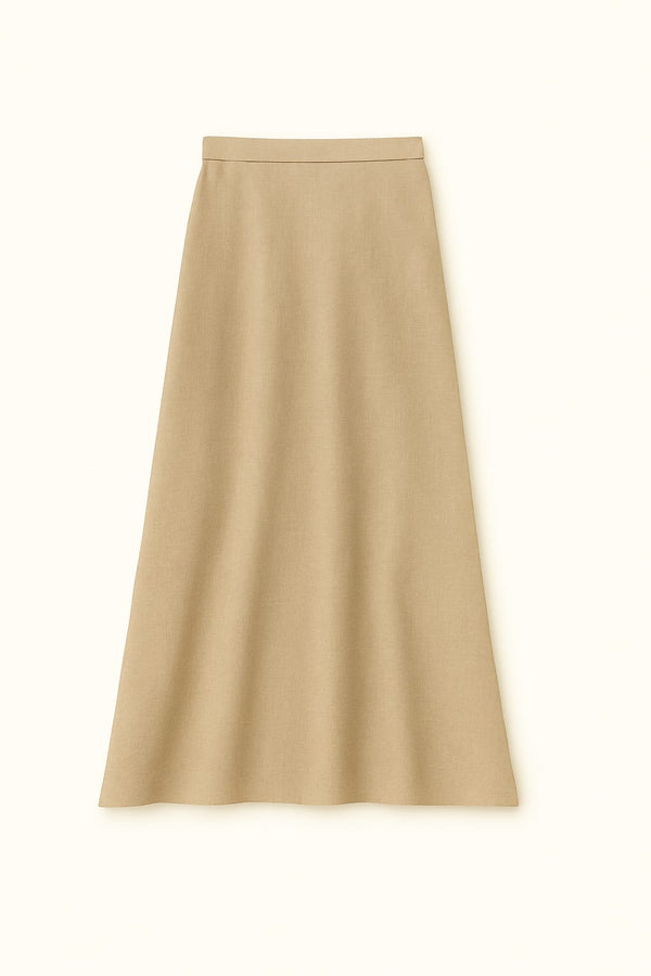 Saia Midi Em Tricot Com Fendas New Palha