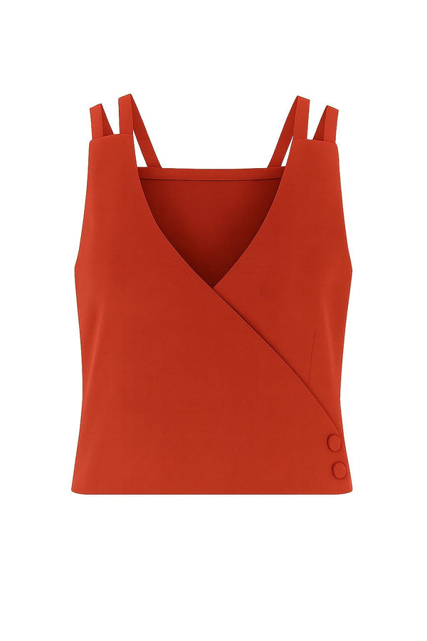 Blusa Linho Puro Alça Dupla Tomate