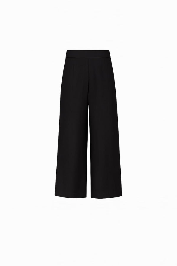 Calça Em Linho 100% Wide Leg Preto