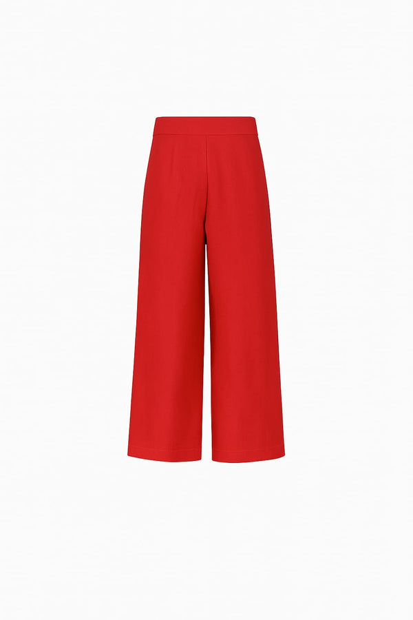 Calça Em Linho 100% Wide Leg Tomate