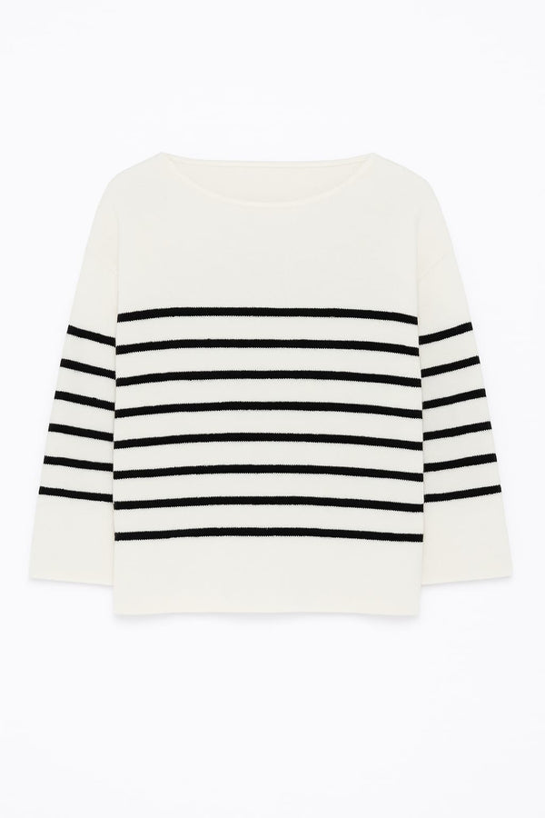 Blusa Tricot Com Listras Listrado Preto