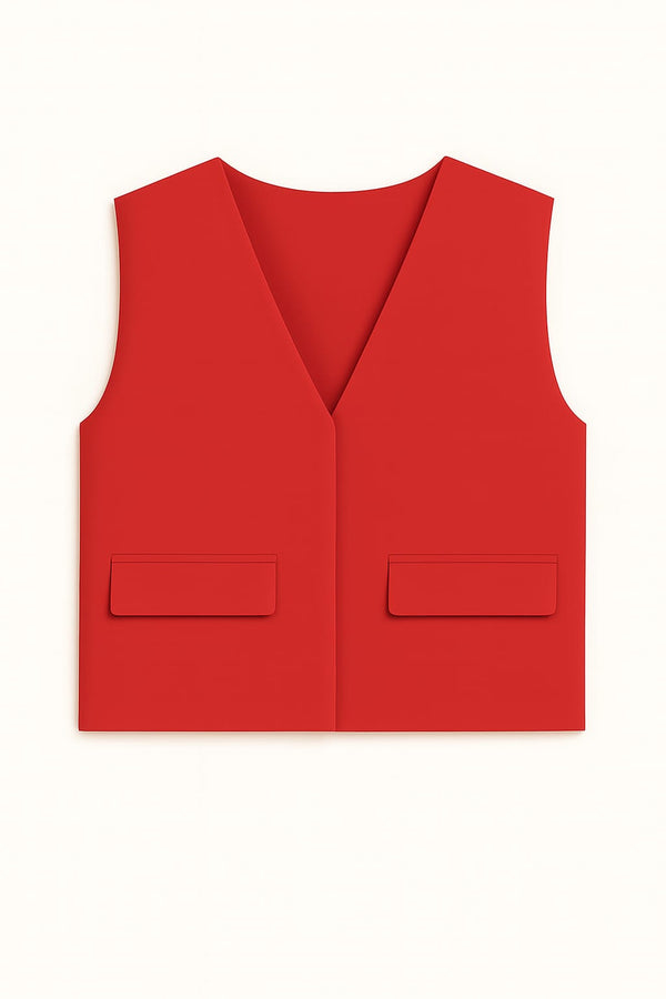 Colete Em Crepe Com Fechamento Em V Tomate