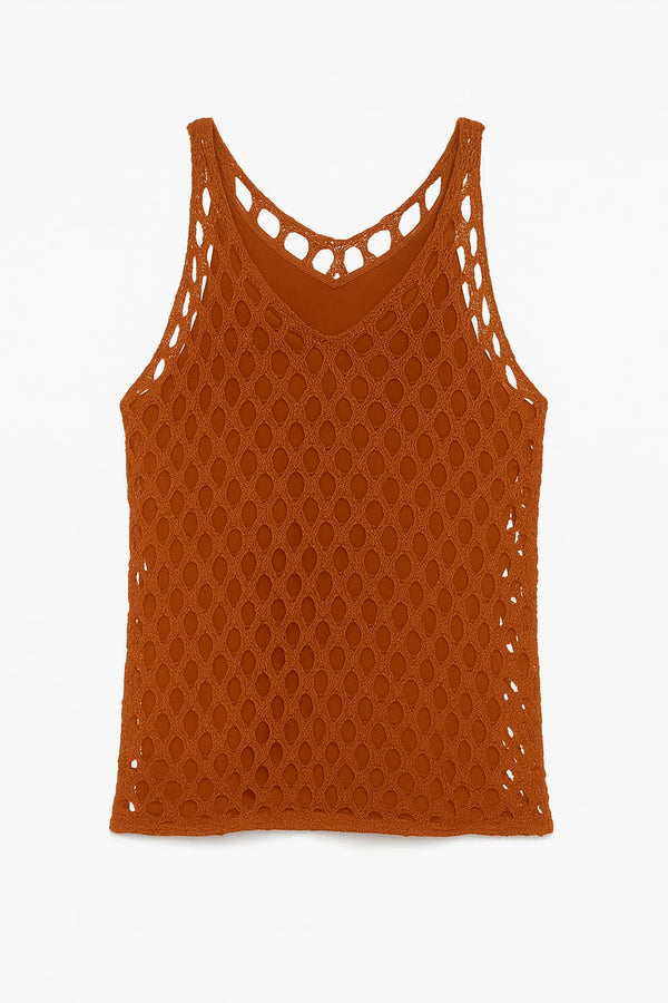 Regata Maxi Furos Em Tricot Canela