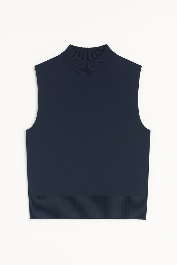 Top Gola Alta Em Tricot Meia-noite