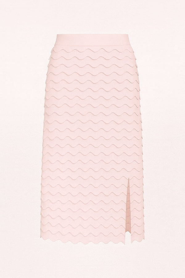 Saia Tricot Ponto Ondas Quartzo Rosa