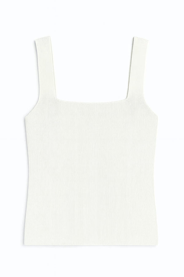 Regata Decote Reto Em Tricot Off White