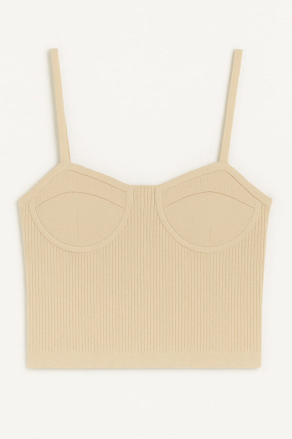 Top Tricot Canelado Estruturado Com Alças Off Amant. 2