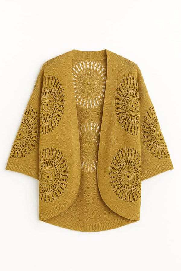 Casulo Tricot Detalhes Em Trama Crochê Mix Tela Dourado