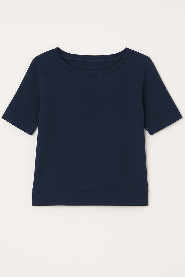 Blusa Em Malha Com Mangas Navy Classico