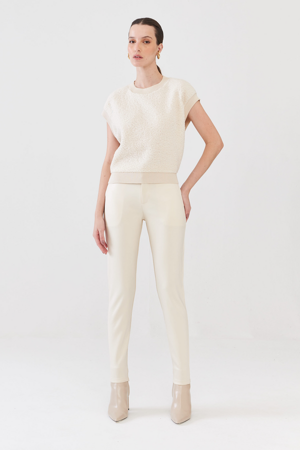 Calça Skinny Em Malha Com Tricot Ninive