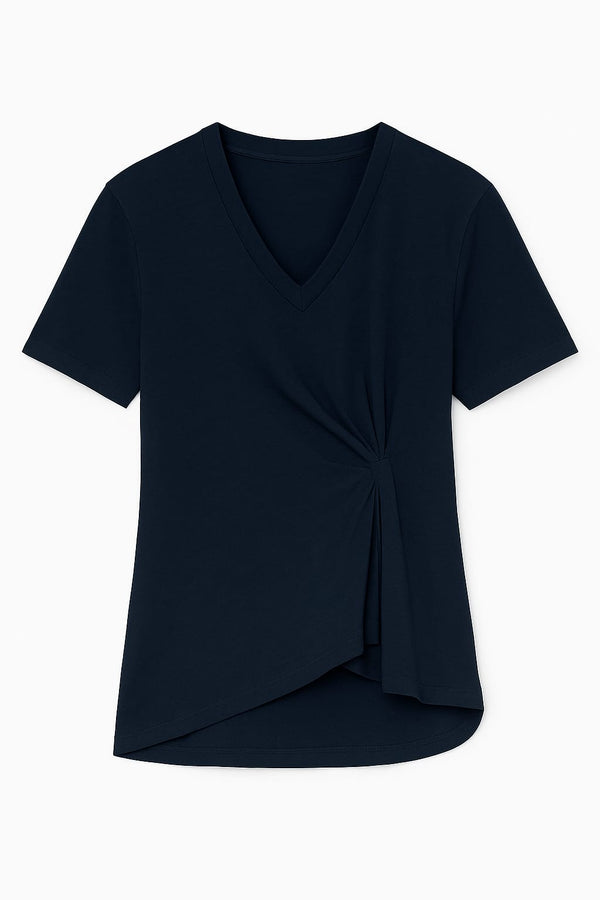 Blusa Em Malha Com Pregas Navy Classico