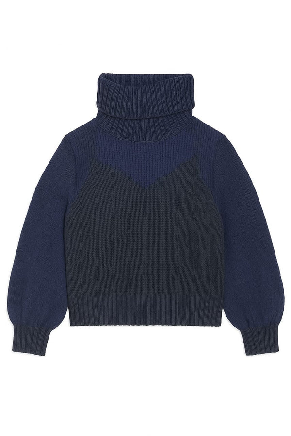 Blusa Gola Alta Em Tricot Meia Noite