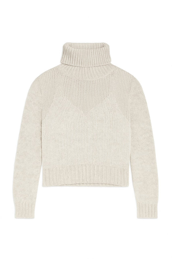 Blusa Gola Alta Em Tricot Papiro