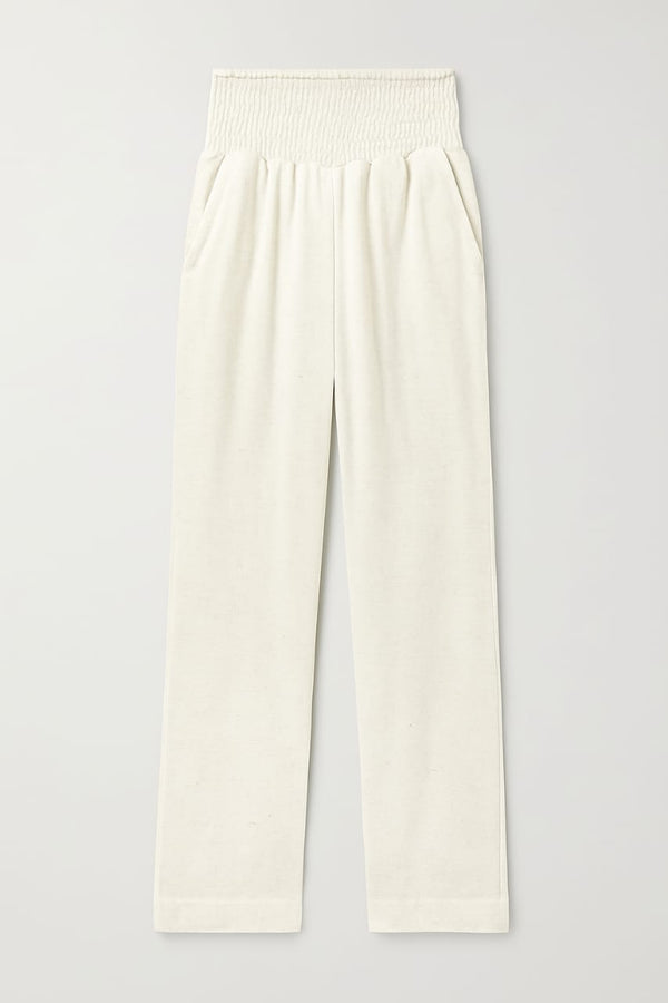 Calça Em Malha Com Cós Em Tricot Natural