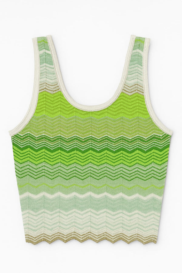 Top Em Tricot Zig Zag Chevron Verde Capim