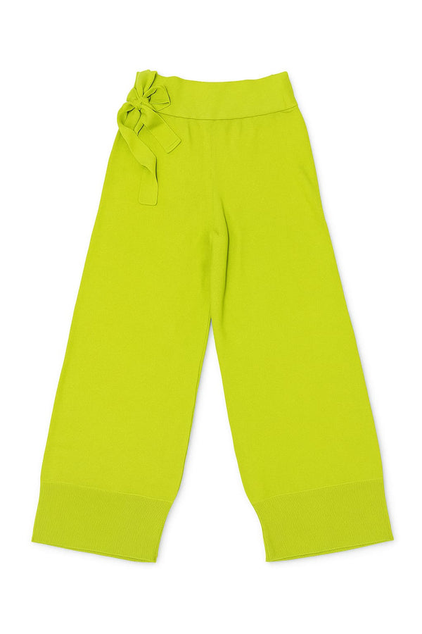 Calça Em Tricot Com Amarração Maçã Verde