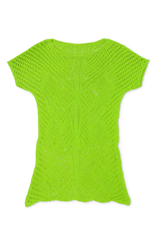 Vestido Em Tricot Corda Verde Ervilha