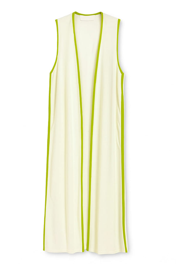 Veste Com Vivo Constratante Em Tricot Vivo Verde Ervilha