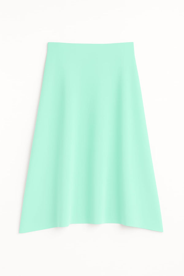 Saia Evase Com Fendas Laterais Em Tricot Azul Acqua
