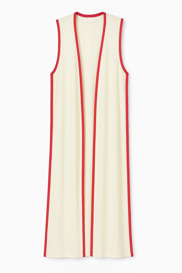 Veste Com Vivo Constratante Em Tricot Vivo Vermelho Lume