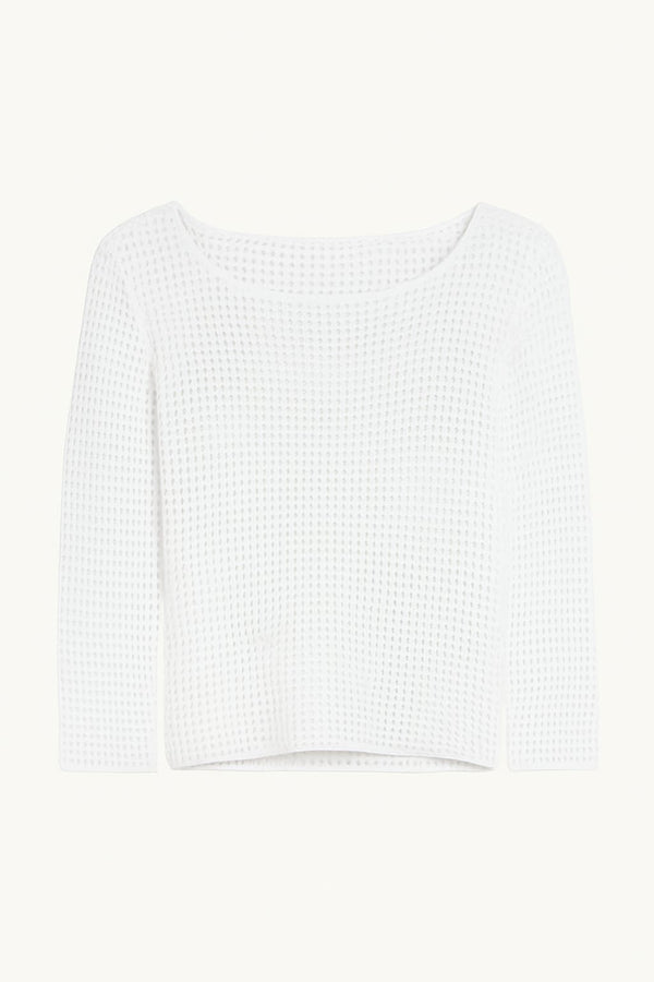 Blusa Em Tricot Telado Manga 3/4 Off White