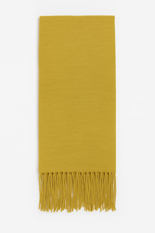 Pashimina Em Tricot Com Franjas Amarelo