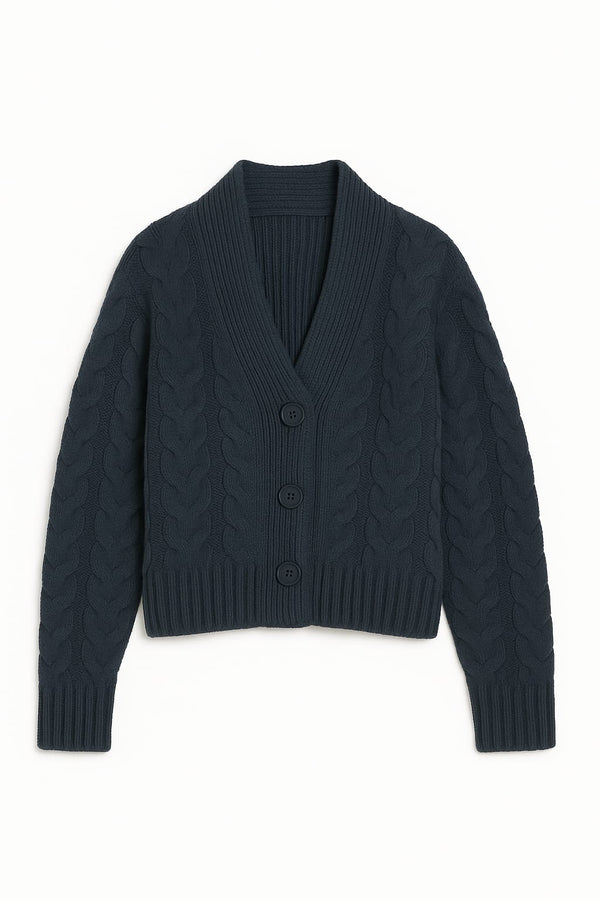 Casaco Com Trança Em Tricot Caribe