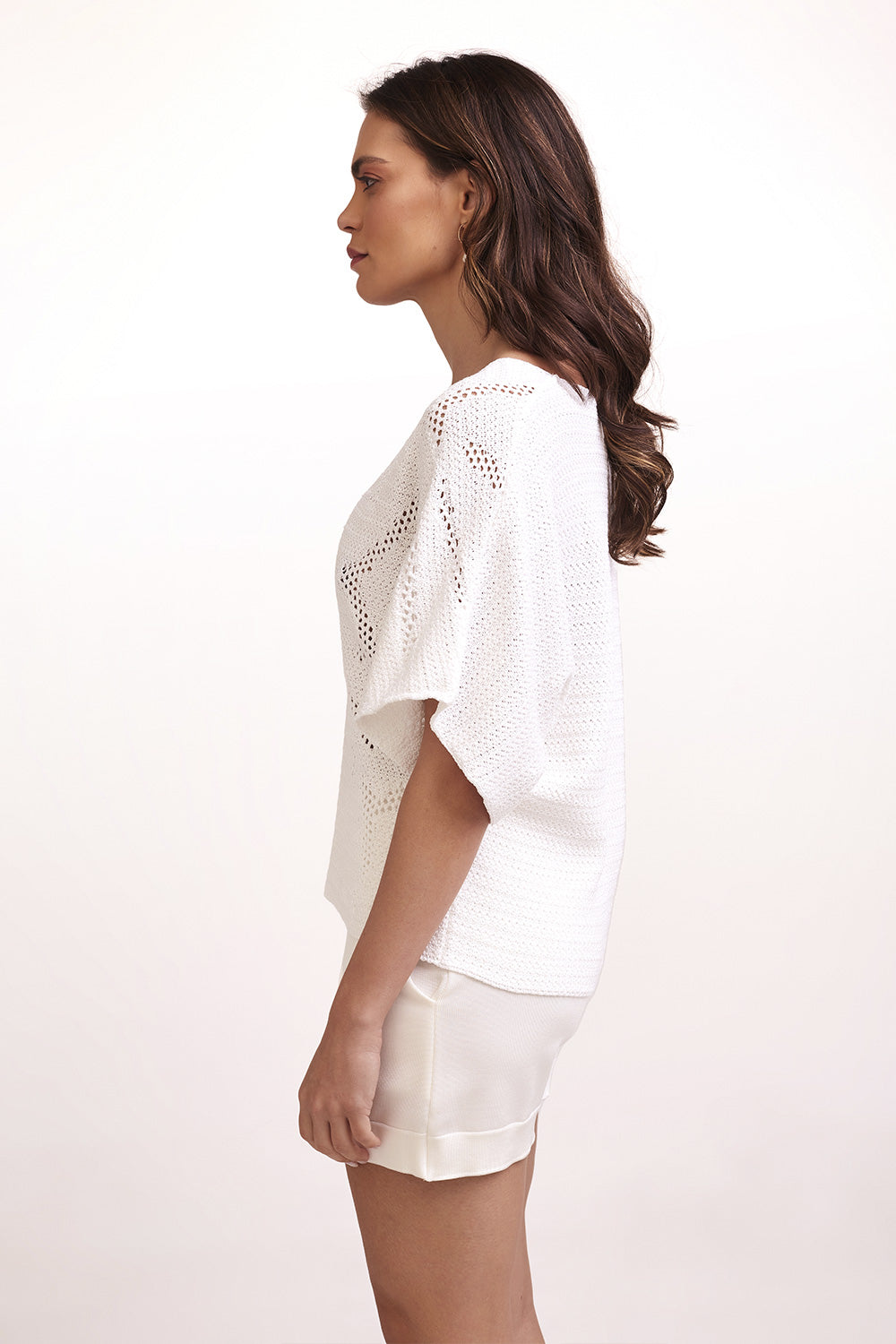 Blusa Decote V Com Detalhe Rendado Em Tricot