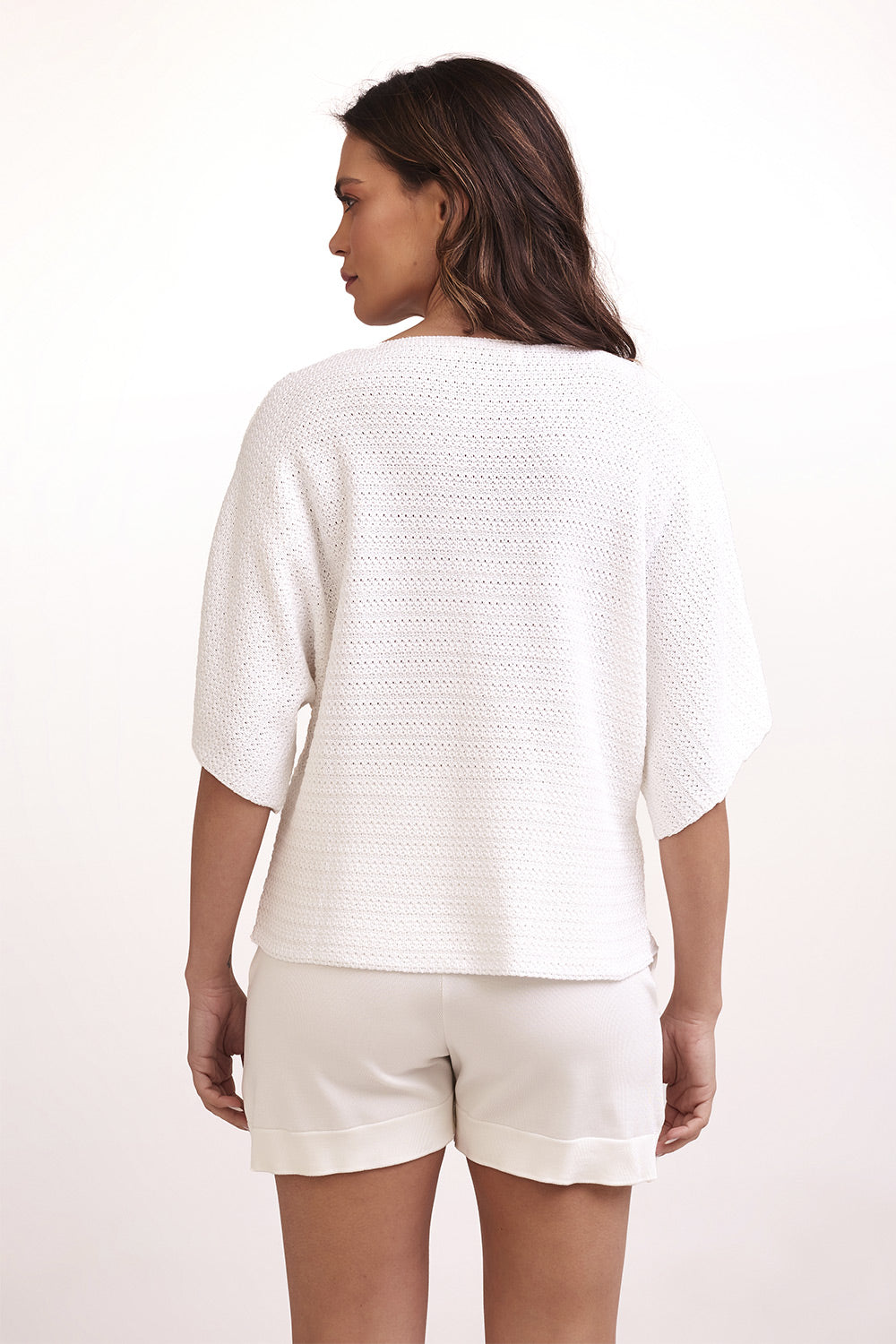 Blusa Decote V Com Detalhe Rendado Em Tricot