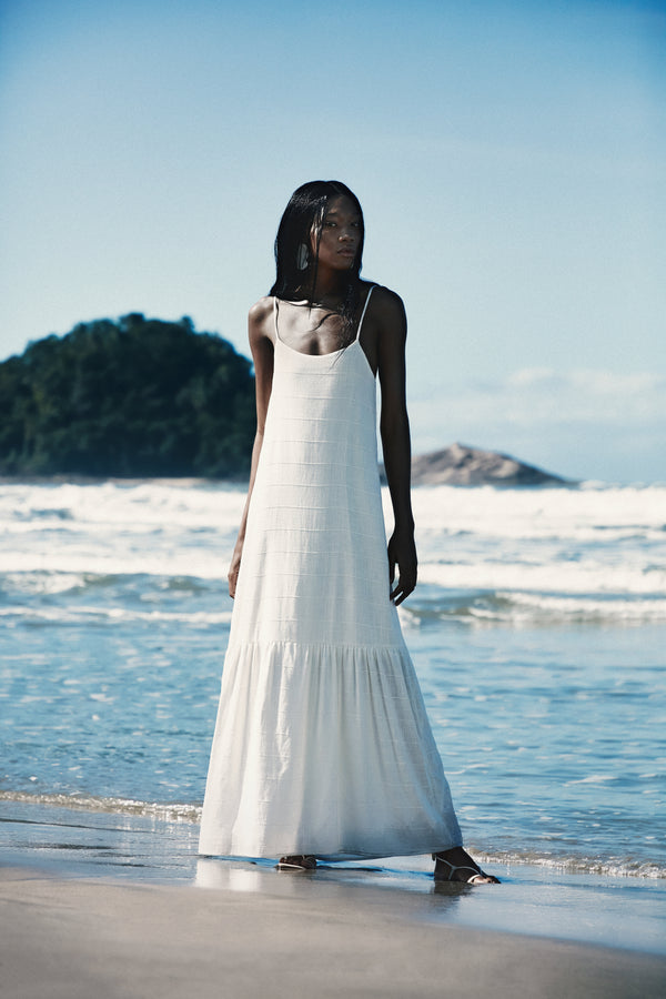 Vestido Em Tricot Alças Finas Ninive Ouro