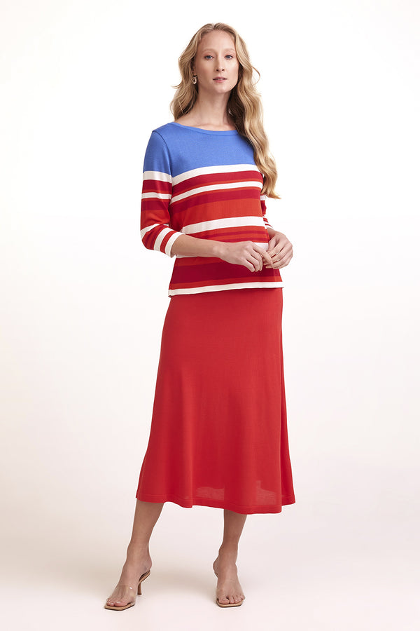 Saia Midi Em Tricot Vermelho Lume