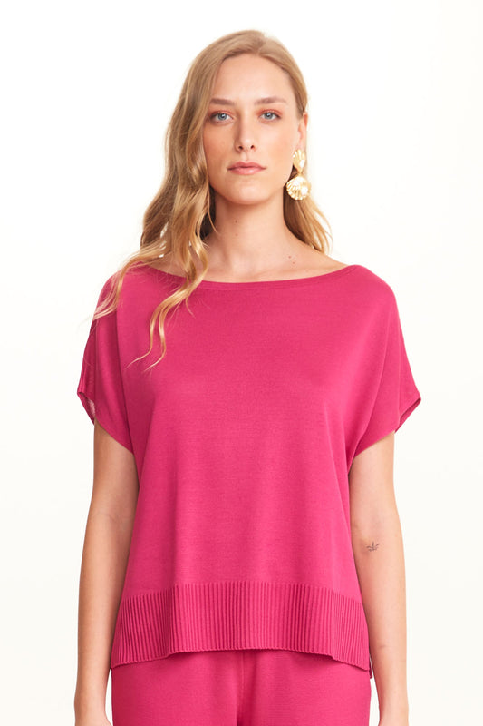 Blusa Em Tricot Decote Canoa