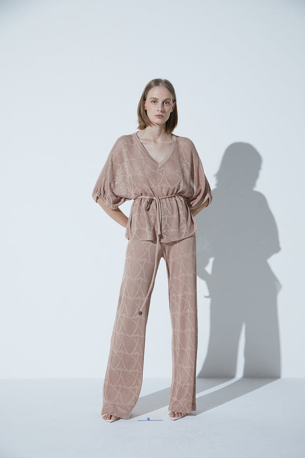 Calça em Tricot Textura Sisal