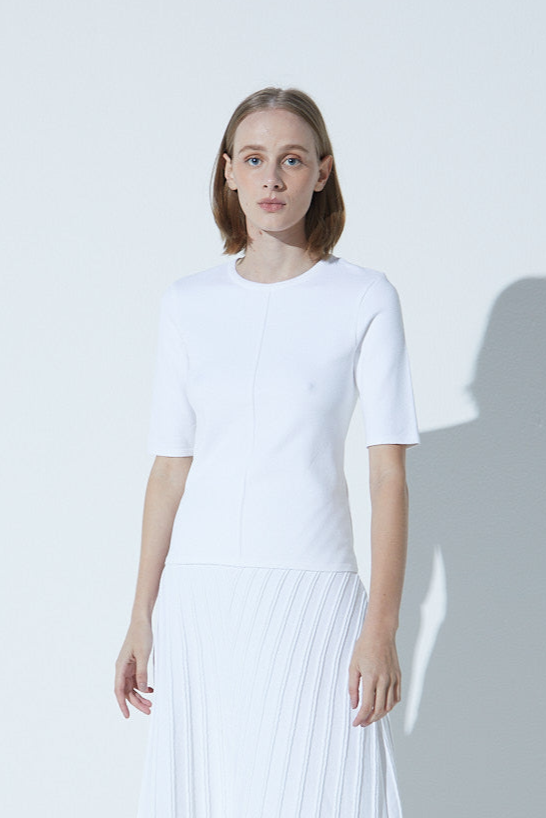 Camiseta Slim Em Tricot Stretch Off-White