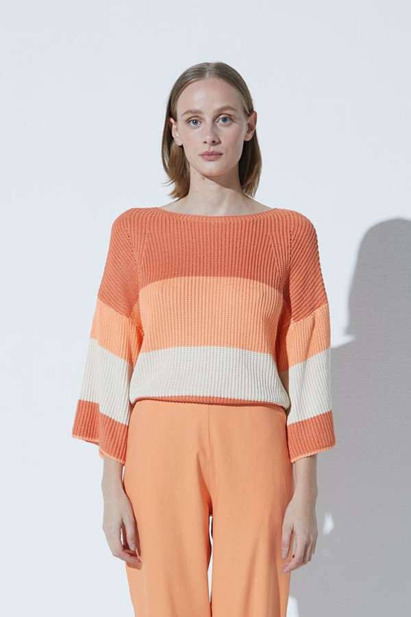 Blusa Em Tricot Listras Sunrise