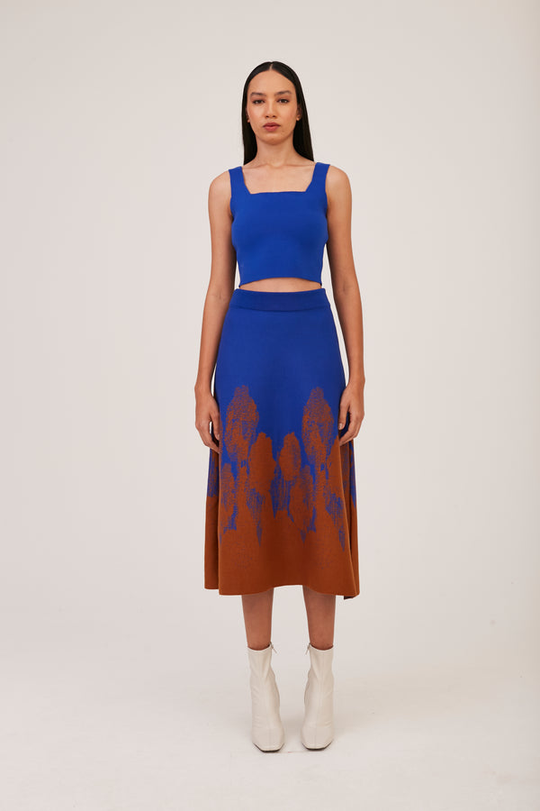 Saia Tricot Jacquard Barrado Forest Navy